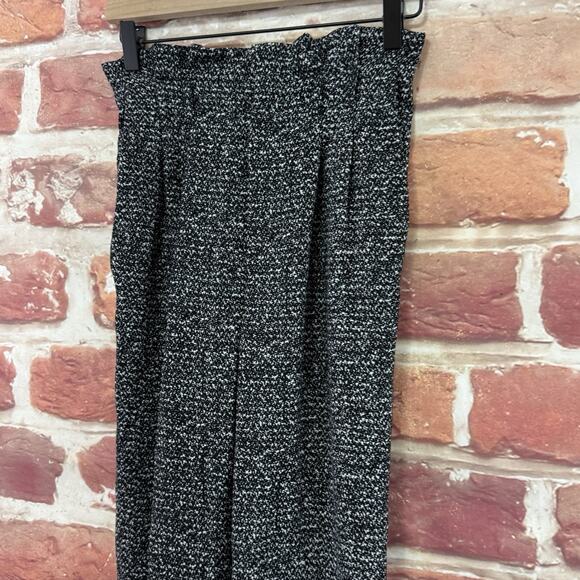 Express Ankle High Rise Pants Women's 0 Black Abstract Career Work Trousers - Picture 4 of 9